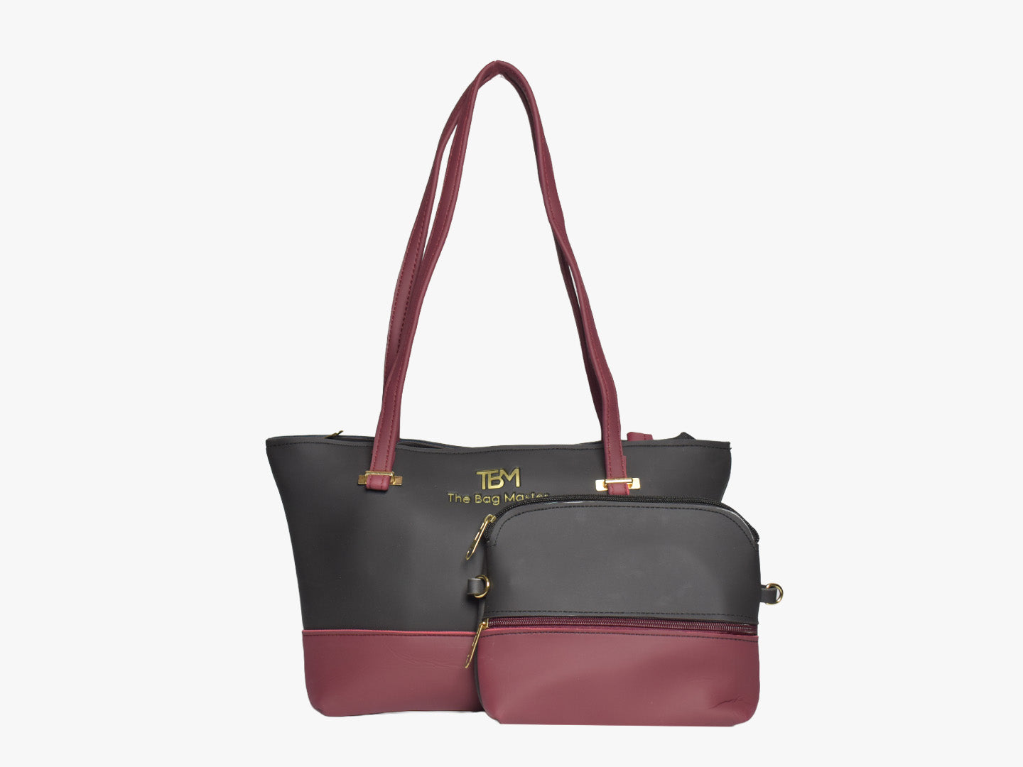 TBM Medium in Maroon Black - Tote Bags by Amora Bags