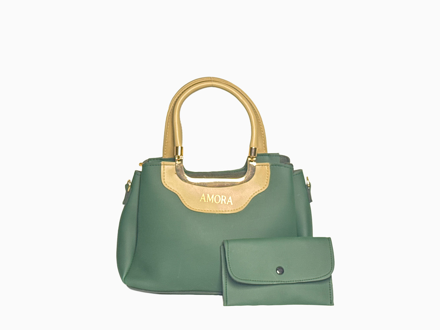 Amora Curved Handbag in Green/Beige - Handbags by Amora Bags