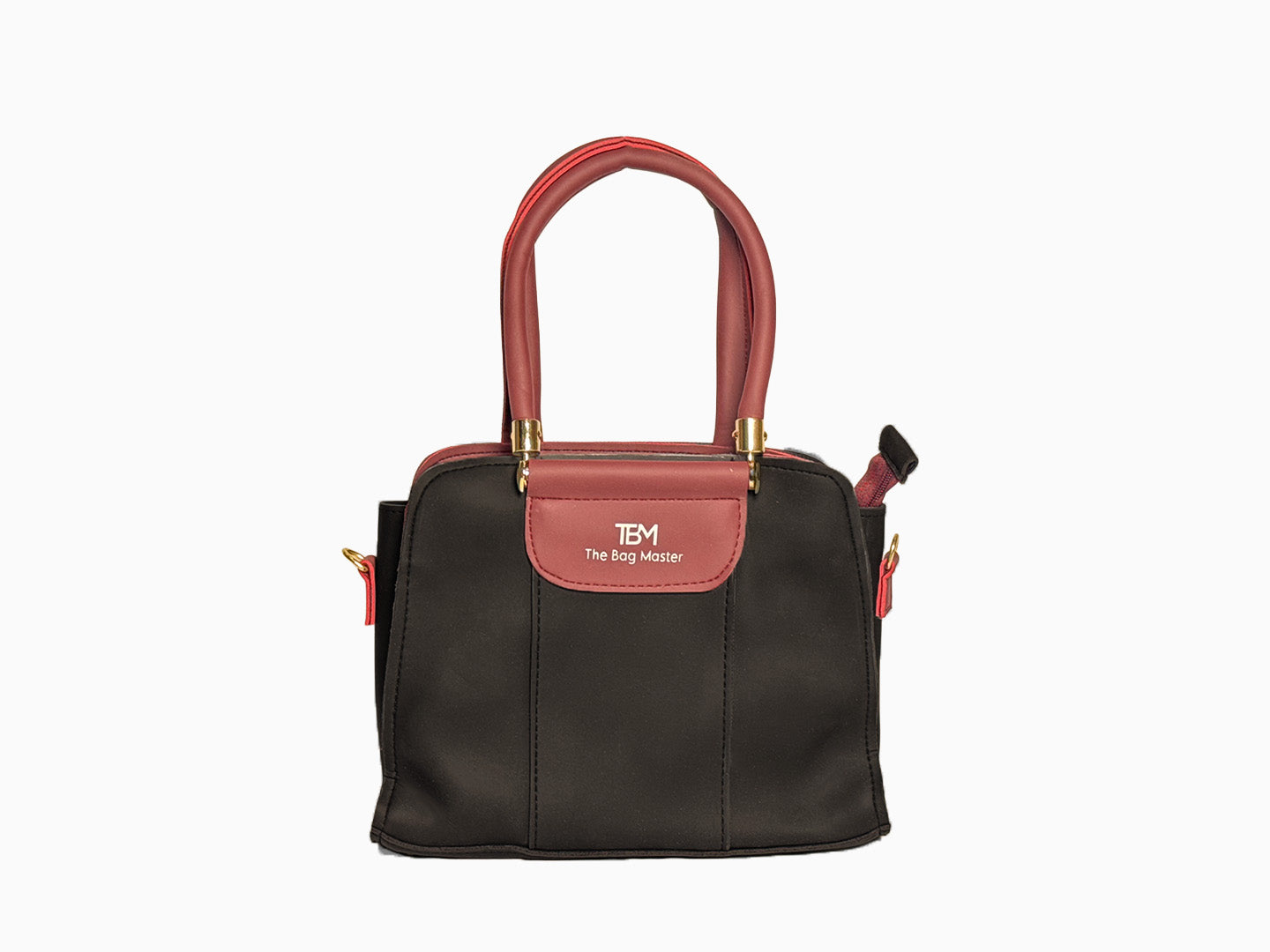 TBM Square Handbag in Black Maroon - Handbags by Amora Bags