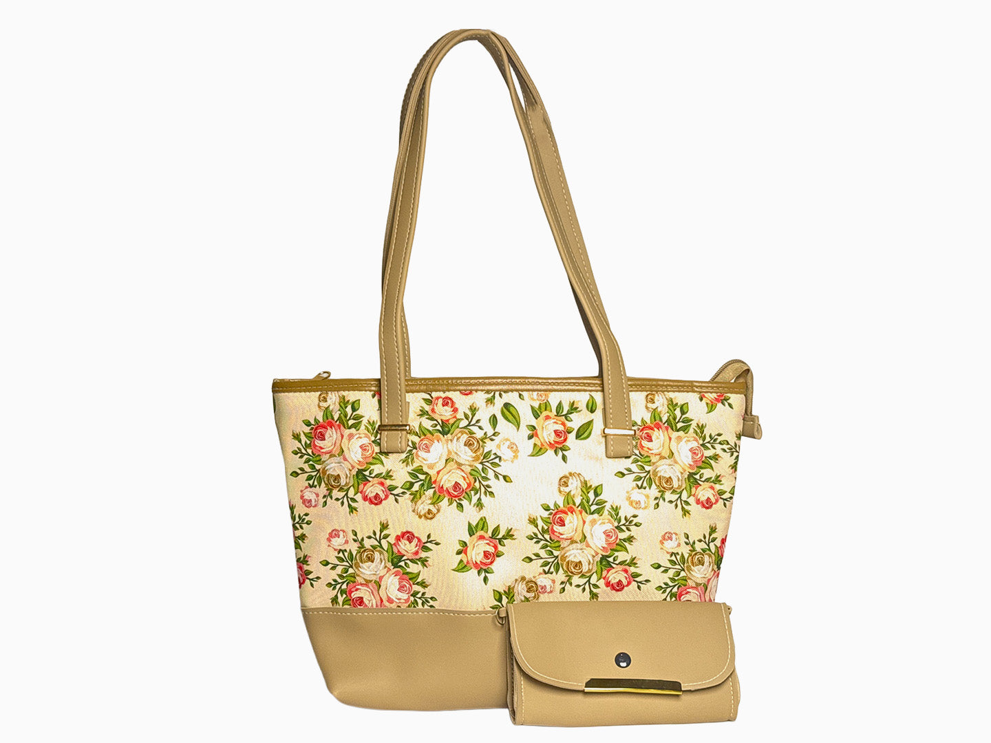 Block and Pattern in Beige - Canvas Tote by Amora Bags