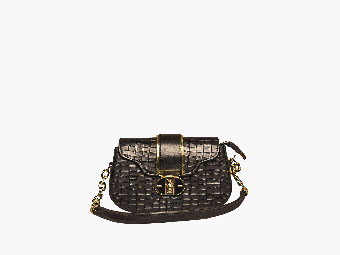 Half Flap Buckle in Black - Crossbody Bags by Amora Bags