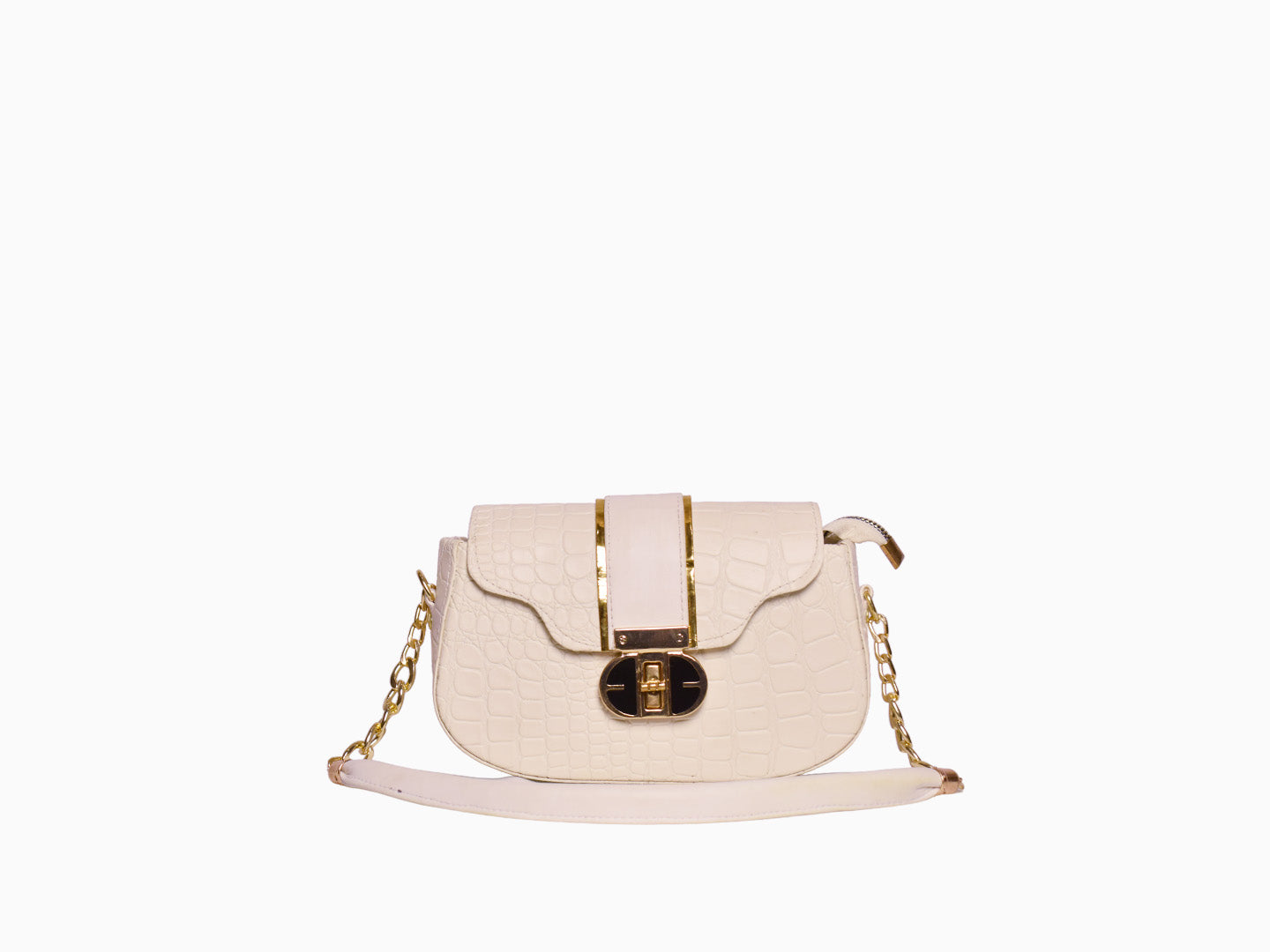 Half Flap Buckle in White - Crossbody Bags by Amora Bags