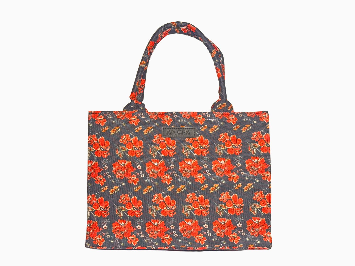 Red Flowers in Black/Red - Canvas Tote by Amora Bags