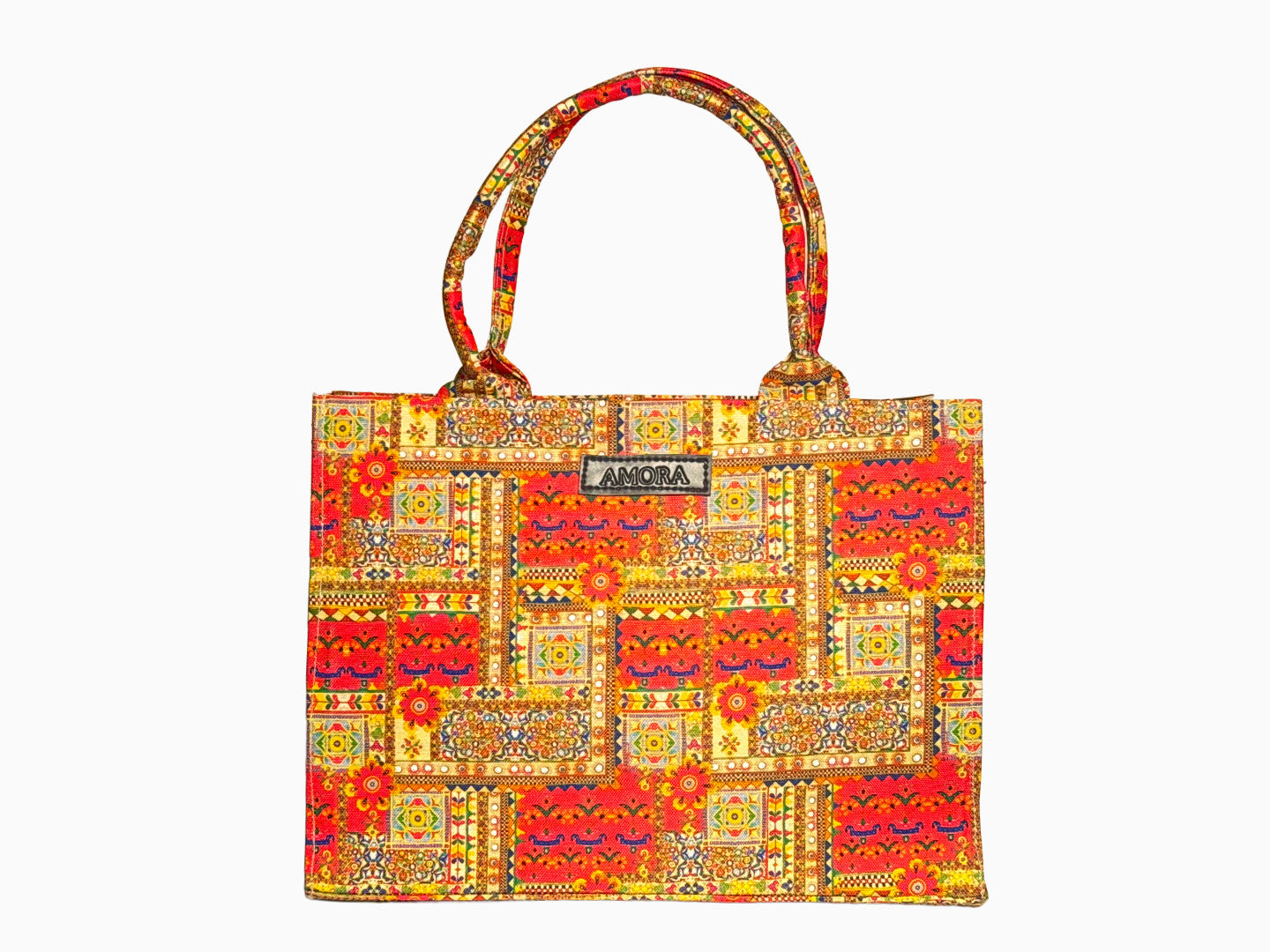 Boxes in Beige Pink - Canvas Tote by Amora Bags